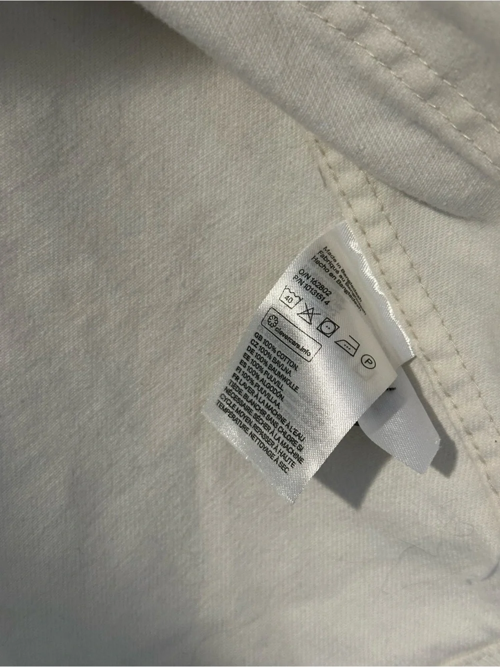 H&M Men’s Cotton Chore Jacket Utility Overshirt White Large